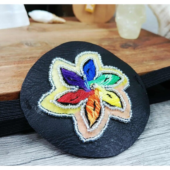 Embroidery Rainbow Flower Eye Patch, Adjustable Vision Ocular Costume Accessory - Picture 3 of 3
